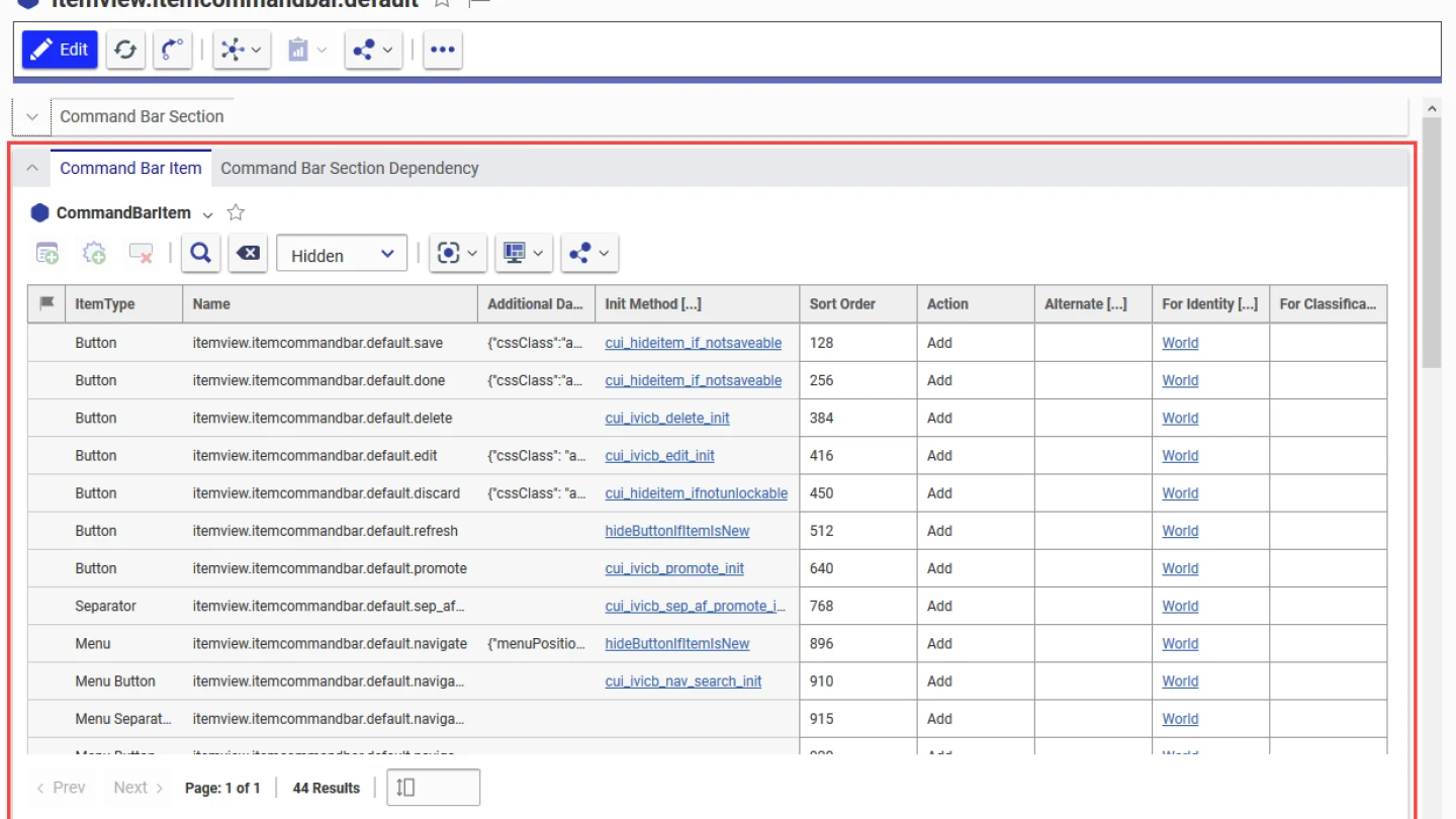 Command Bar Items - Aras Docs