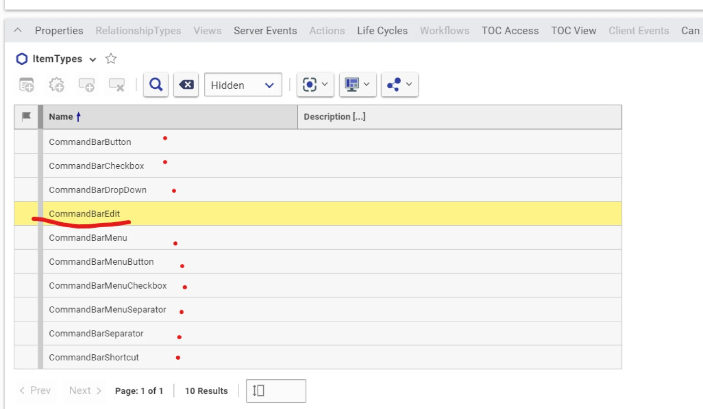 Command Bart Command Bar Items - Aras Docs
